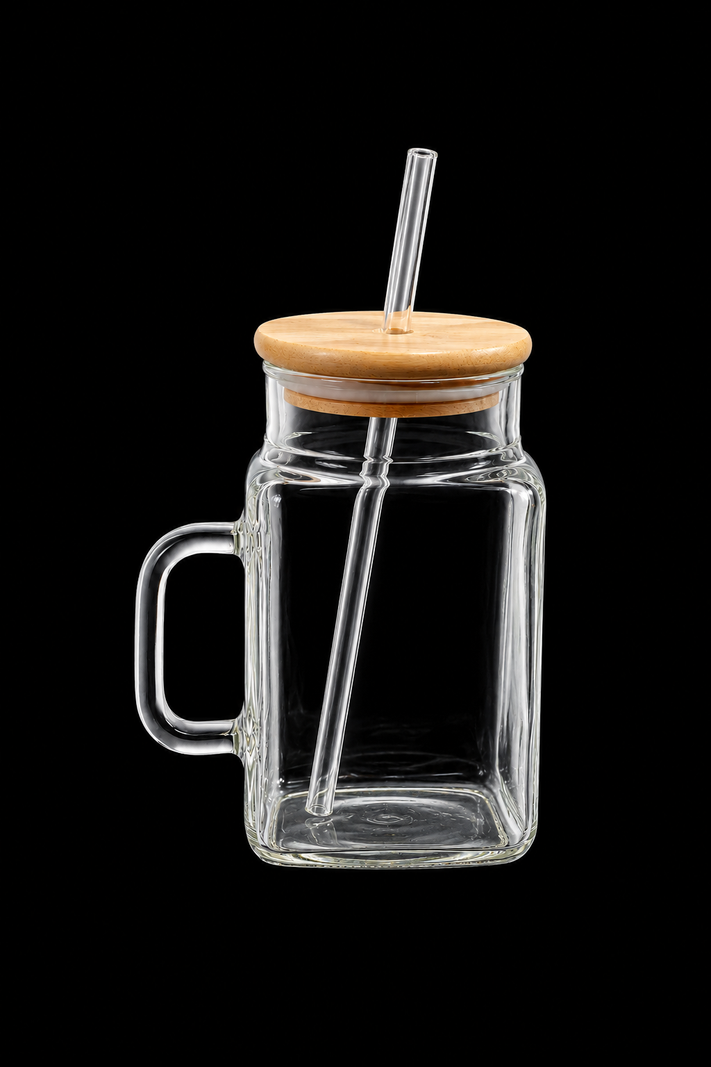 Elegant Glass Sipper with Bamboo Lid & Glass Straw – 500ml | Reusable Drinking Tumbler