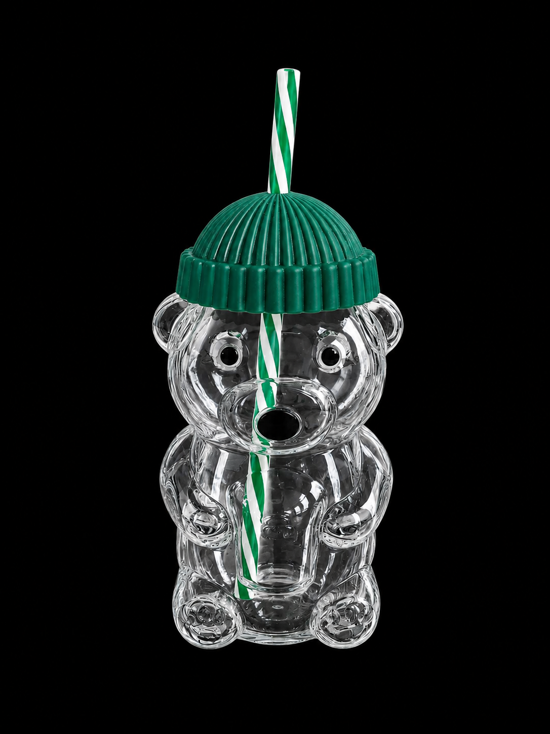 Cute Bear Glass Tumbler with Straw & Lid – Reusable Kids Drinking Cup